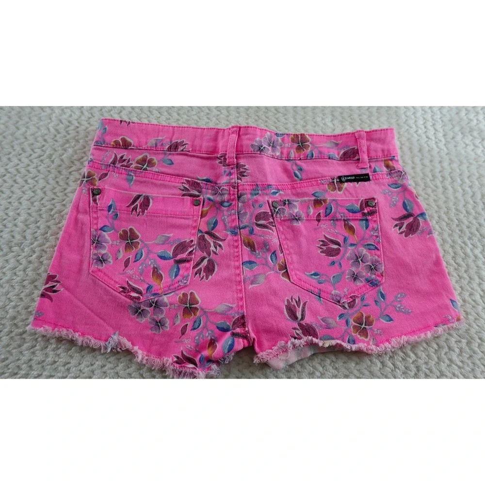 Rewash Shorts Size 7 Denim Floral Print Mid Rise Destroyed Cut Off